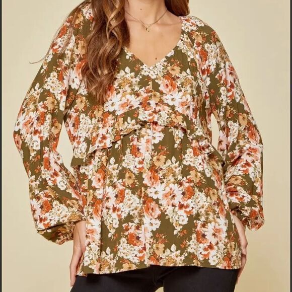 Andree by Unit Floral Babydoll Top 3X NWT - Picture 2 of 8